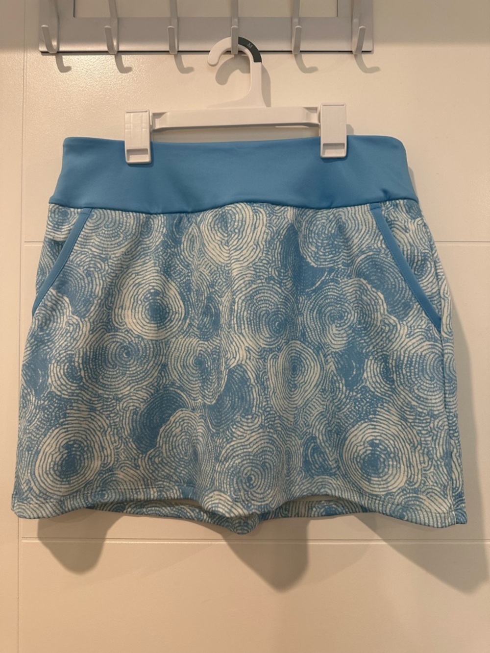 adidas Light Blue and White Athletic Skirt with Built-In Shorts